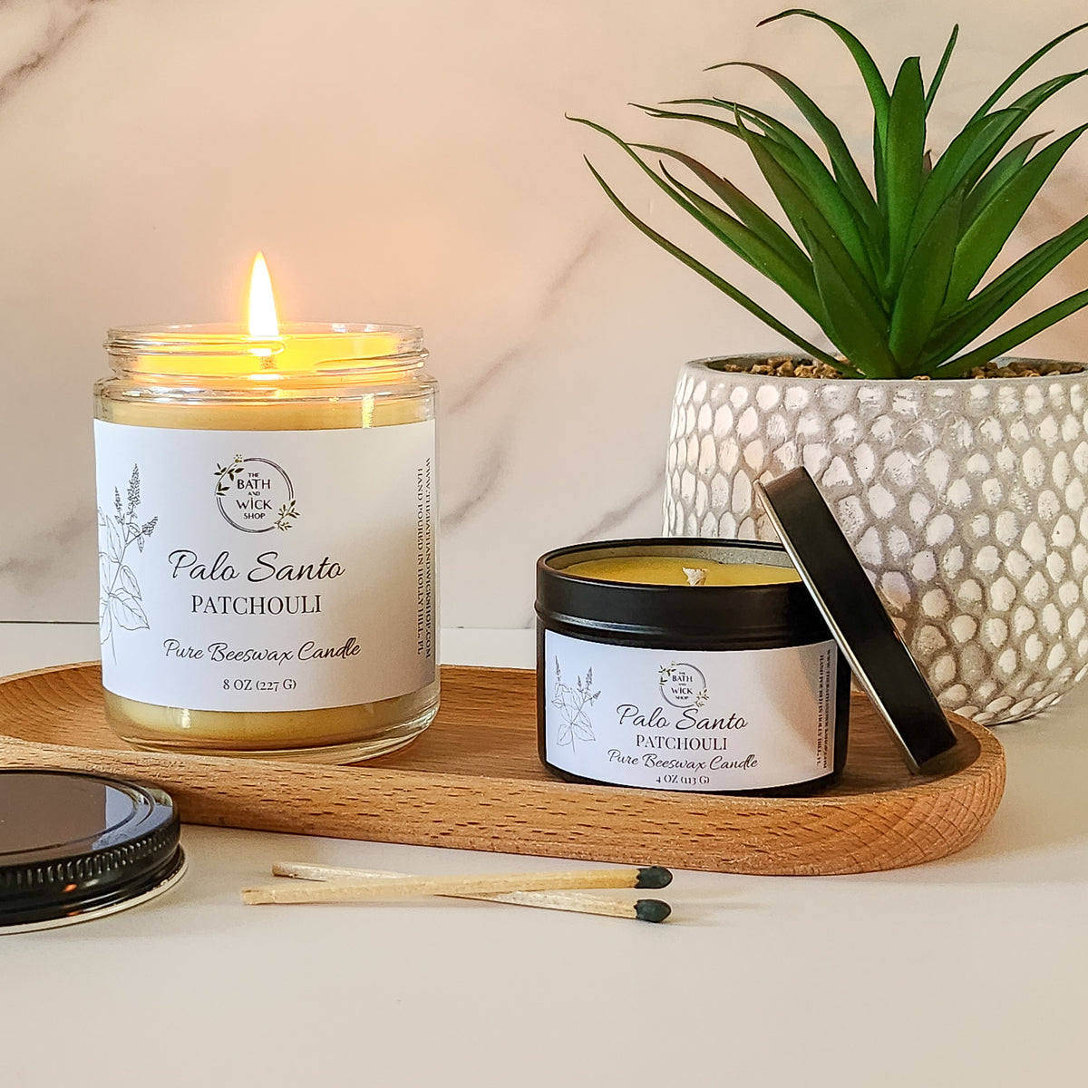 Palo Santo 100% Pure Beeswax & Pure Essential Oils Candle: Palo