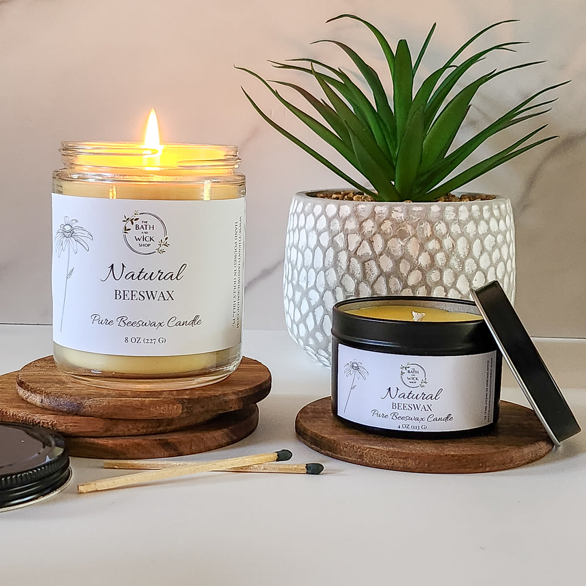 Purely Beeswax 100% Pure Beeswax Candle Unscented Natural Honey Scent Only  Beeswax & Cotton Wick Handmade by Aire Candle Co. 