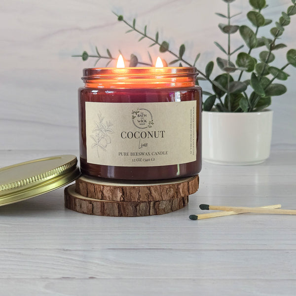 Coconut Lime Pure Beeswax Candle
