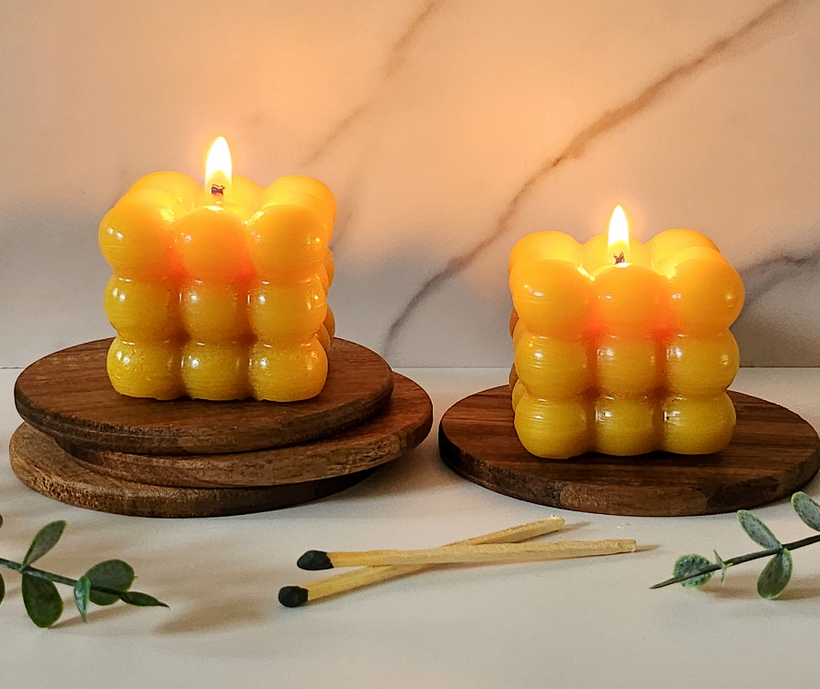 100% Pure Beeswax Bubble Candles