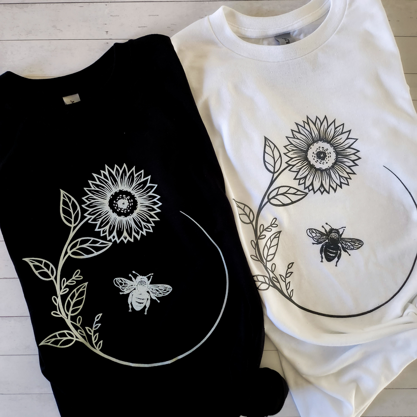 Bee &amp; Flower T-Shirts | Honeybee &amp; Sunflower T-Shirt
