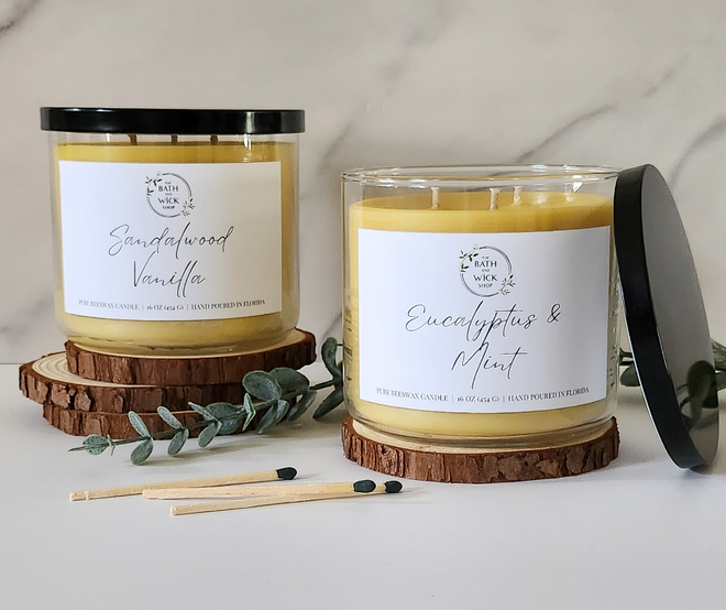 3 Wick Beeswax Candles