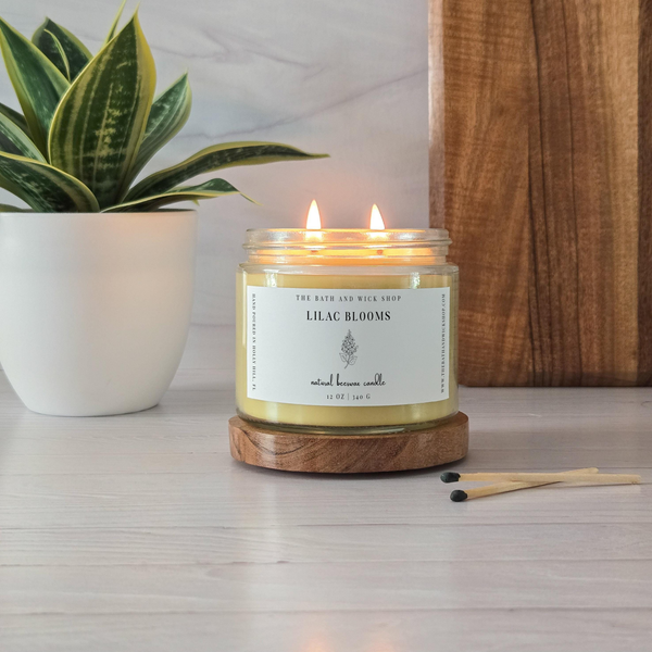 Lilac Blooms Natural Beeswax Candle