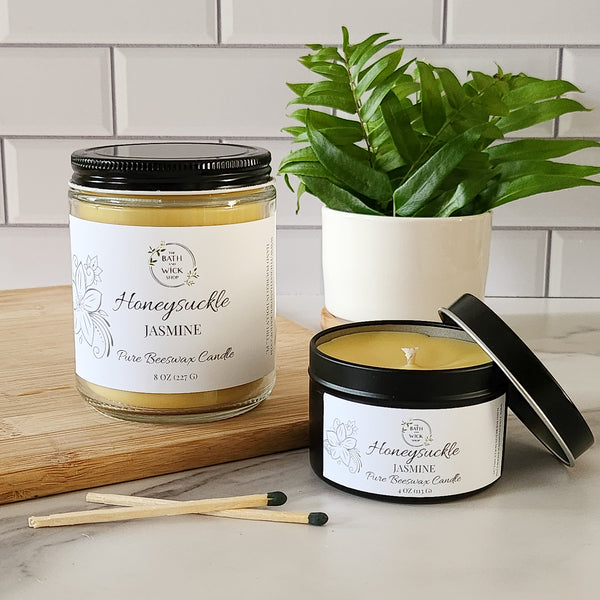 Honeysuckle Jasmine Pure Beeswax Candle