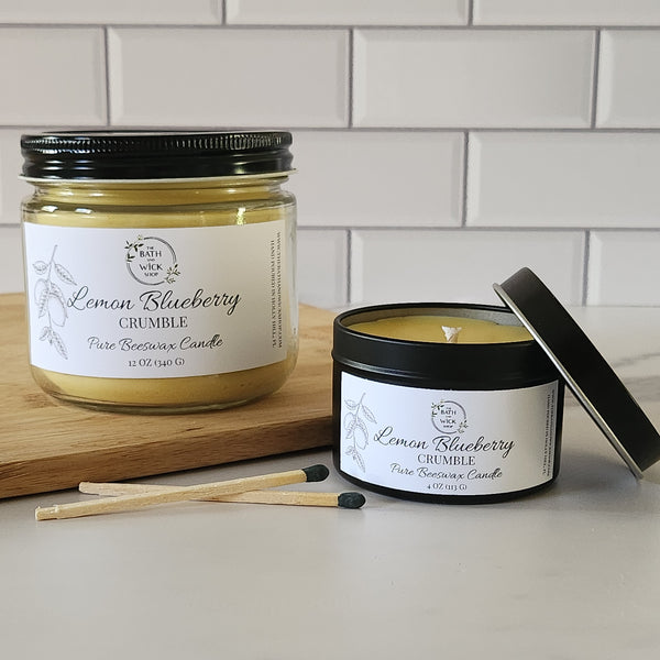 Lemon Blueberry Crumble Pure Beeswax Candle