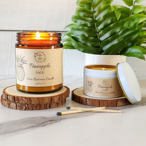 Pineapple Sage Pure Beeswax Candle