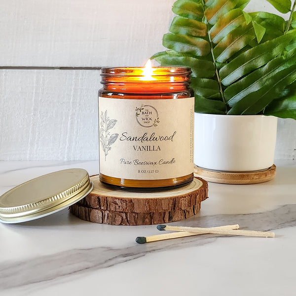 Sandalwood Vanilla Pure Beeswax Candle