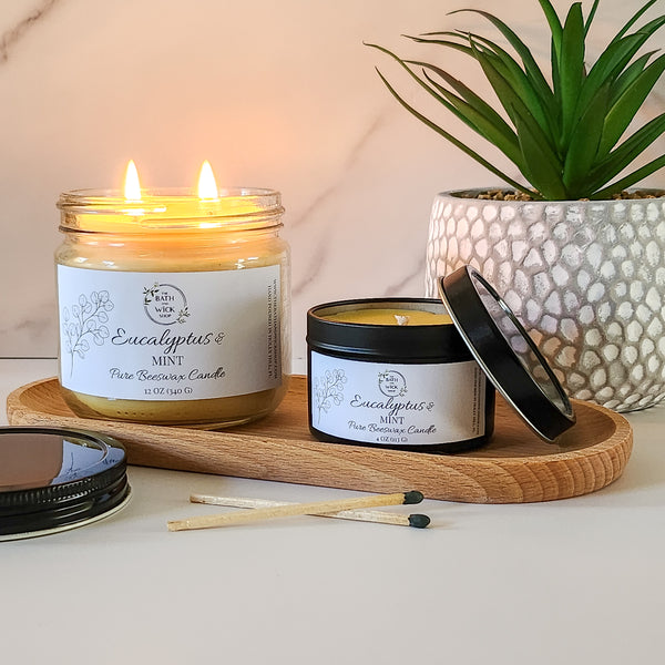 Eucalyptus & Mint Pure Beeswax Candle