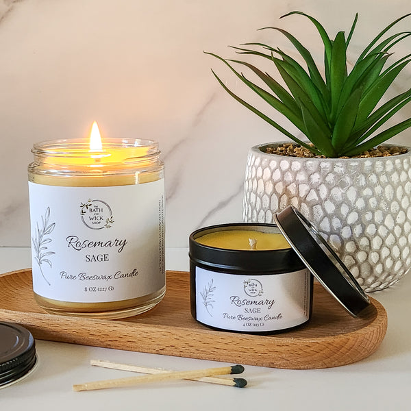 Rosemary Sage Pure Beeswax Candle