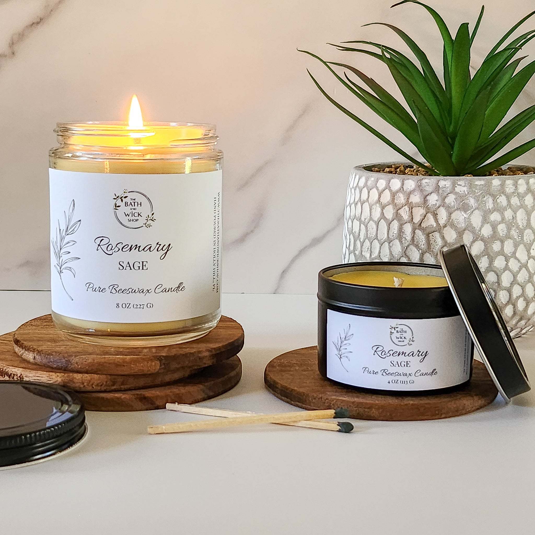Rosemary Sage Pure Beeswax Candle