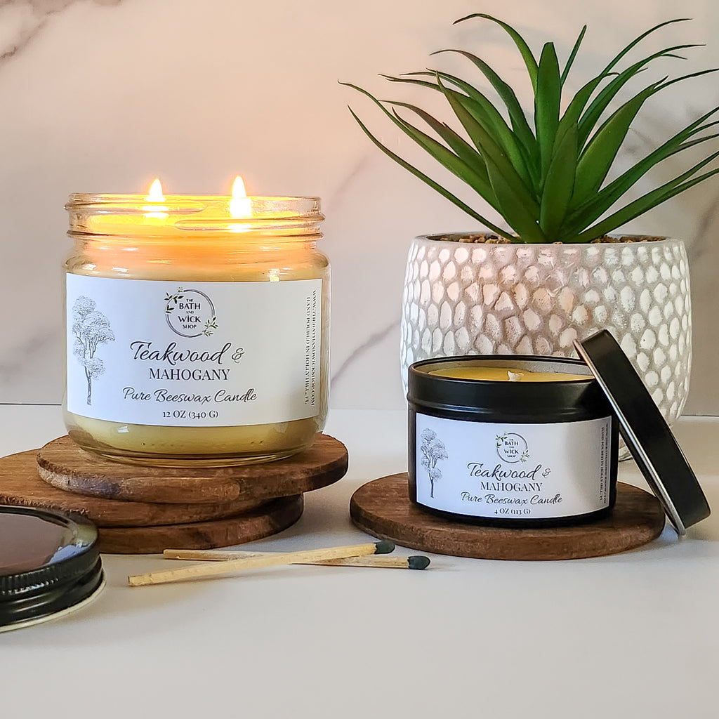 Teakwood & Mahogany Pure Beeswax Candle – The Bath and Wick Shop