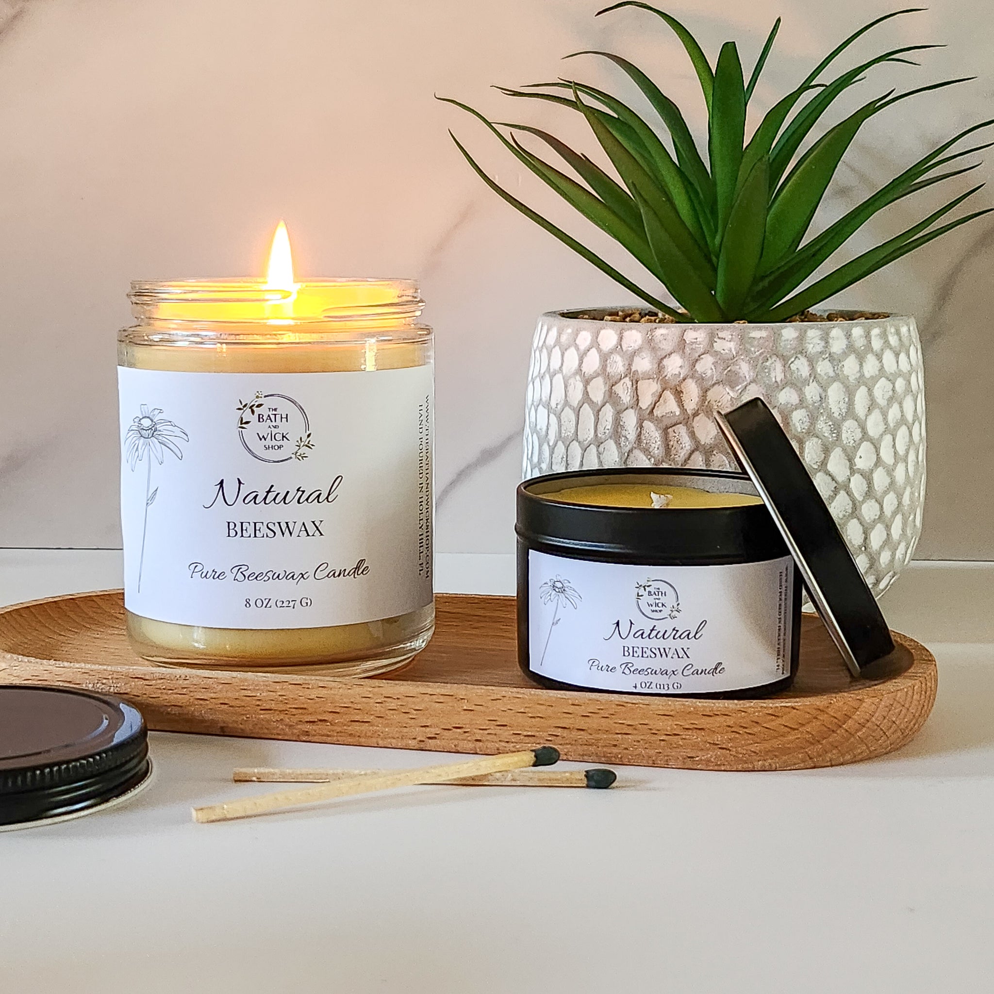 Natural Beeswax (Unscented) Pure Beeswax Candle – The Bath and Wick Shop