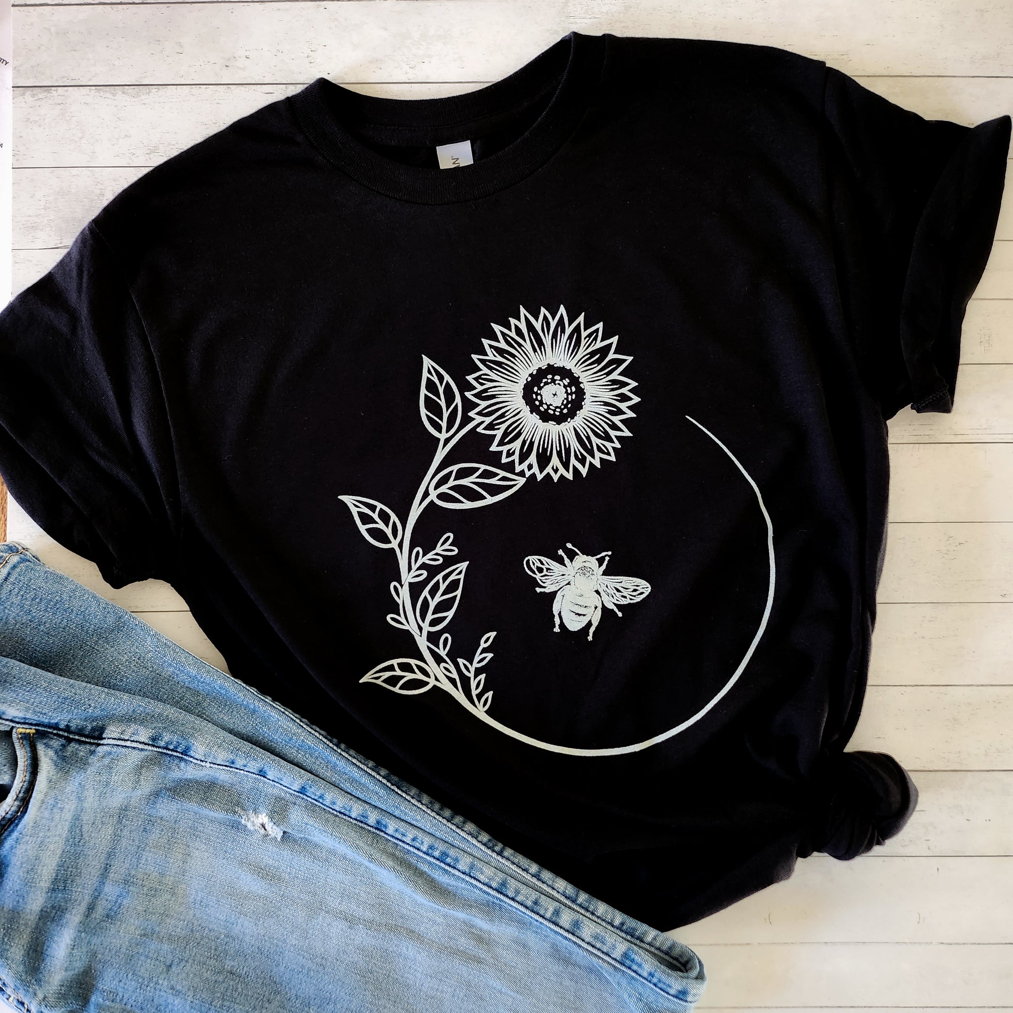 Bee & Flower T-Shirt | Honeybee & Sunflower T-Shirt