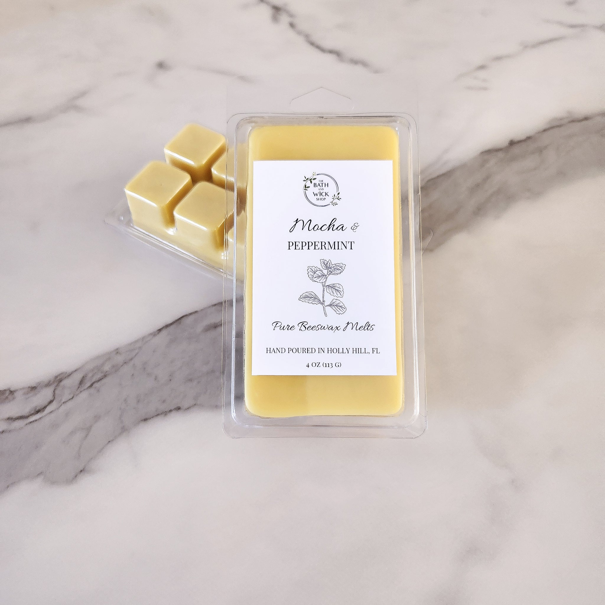 Mocha & Peppermint Pure Beeswax Melts | Large 8 Cube