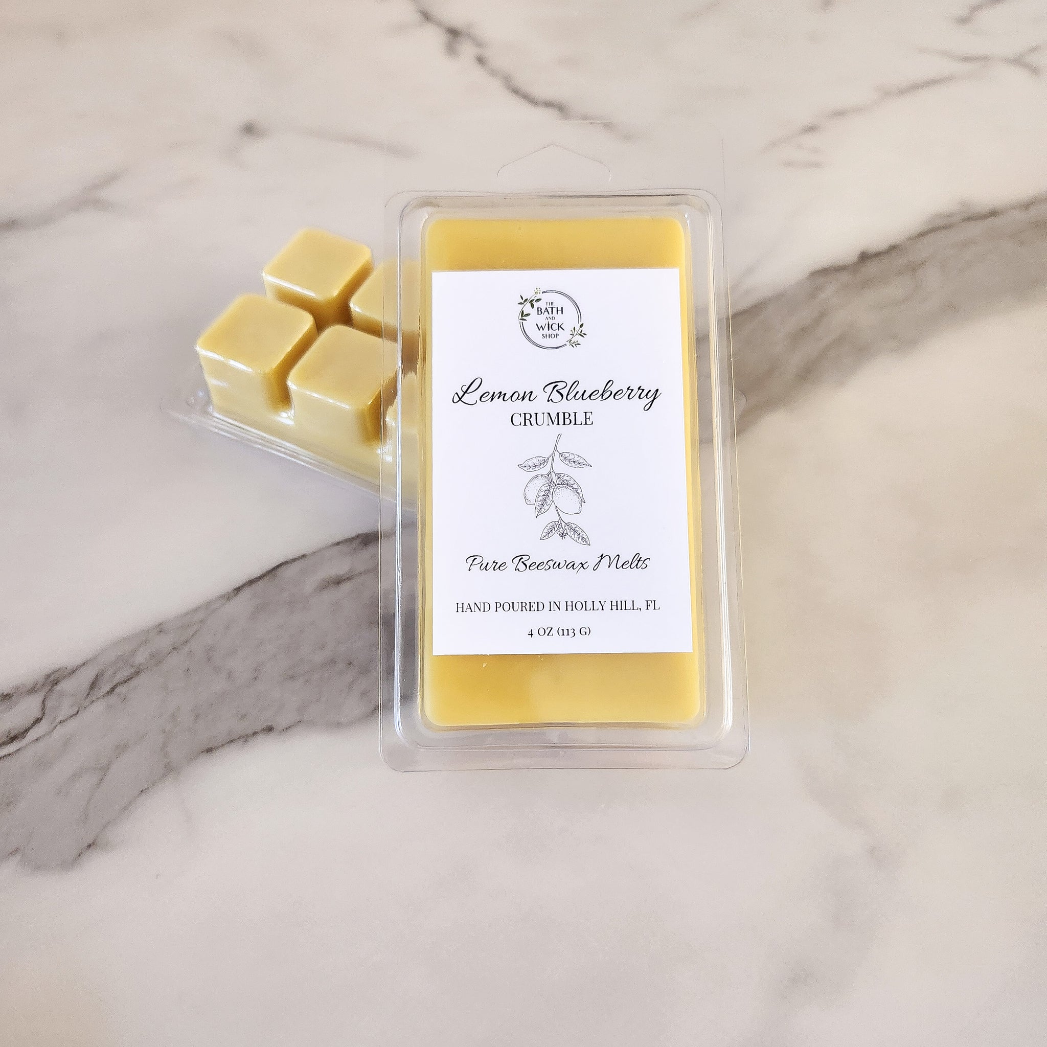 Lemon Blueberry Crumble Pure Beeswax Melts | Large 8 Cube