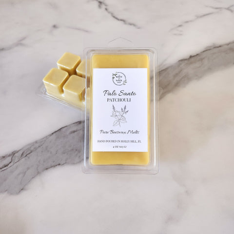 Palo Santo Patchouli Pure Beeswax Melts | Large 8 Cube