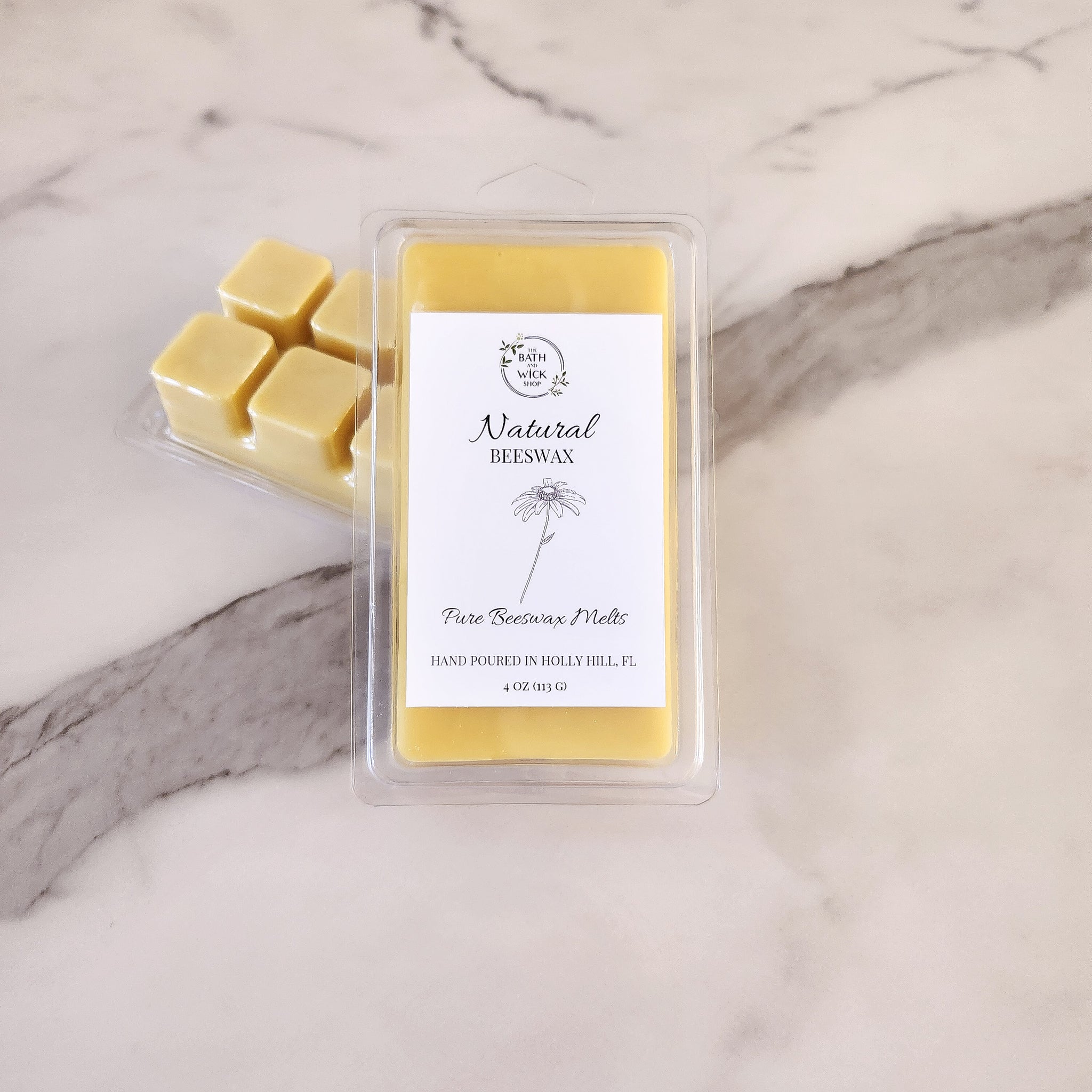 Natural Beeswax (Unscented) Pure Beeswax Melts | Large 8 Cube