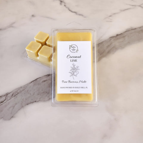 Coconut Lime Pure Beeswax Melts | Large 8 Cube