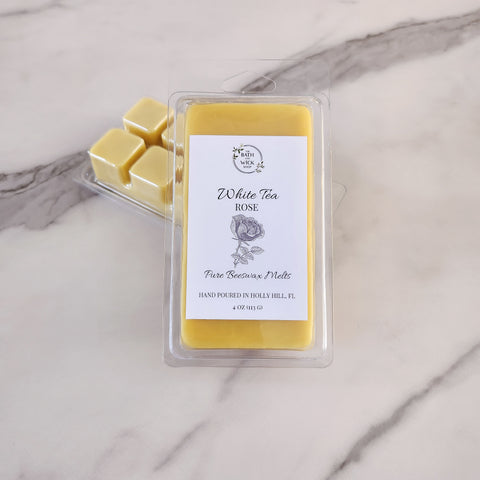 White Tea Rose Pure Beeswax Melts | Large 8 Cube