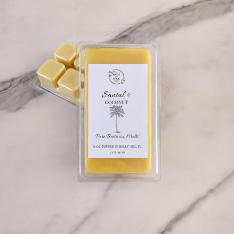 Santal & Coconut Pure Beeswax Melts | Large 8 Cube