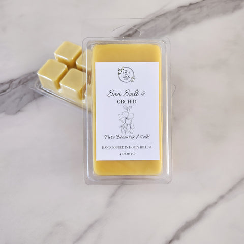 Sea Salt & Orchid Pure Beeswax Melts | Large 8 Cube