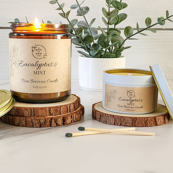 Eucalyptus & Mint Pure Beeswax Candle