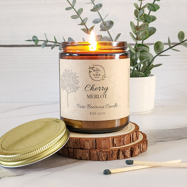 Cherry Merlot Pure Beeswax Candle