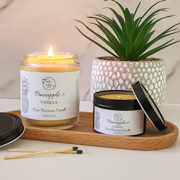 Pineapple & Vanilla Pure Beeswax Candle