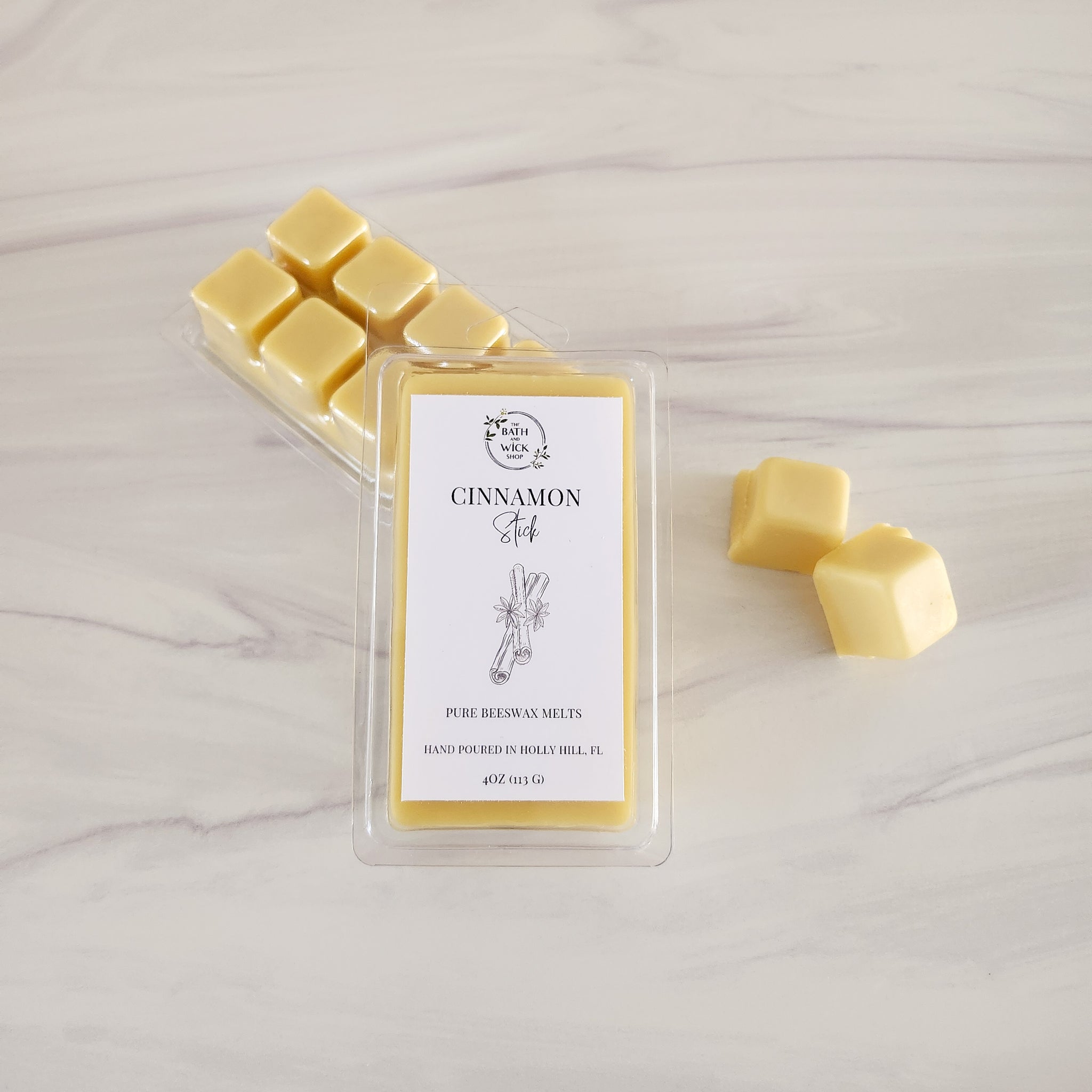 Cinnamon Stick Pure Beeswax Melts | Large 8 Cube