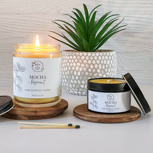 Mocha & Peppermint Pure Beeswax Candle