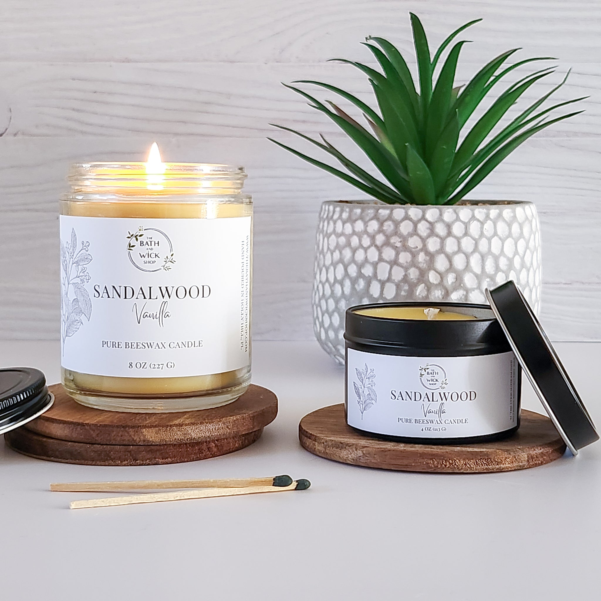 Sandalwood Vanilla Pure Beeswax Candle