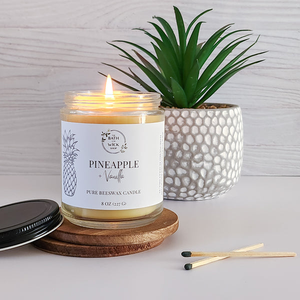 Pineapple & Vanilla Pure Beeswax Candle