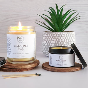 Pineapple & Vanilla Pure Beeswax Candle