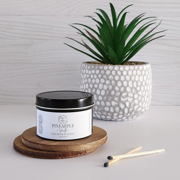 Pineapple & Vanilla Pure Beeswax Candle