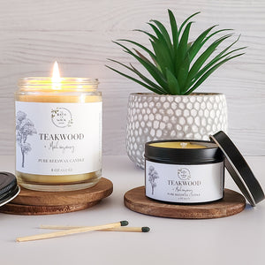 Teakwood & Mahogany Pure Beeswax Candle