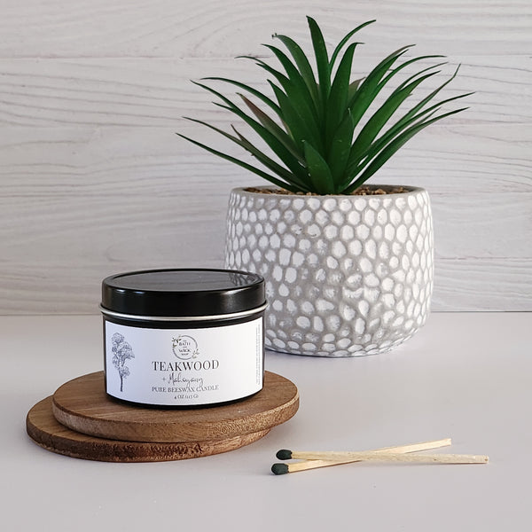 Teakwood & Mahogany Pure Beeswax Candle