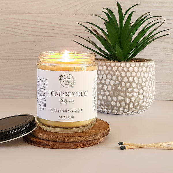 Honeysuckle Jasmine Pure Beeswax Candle