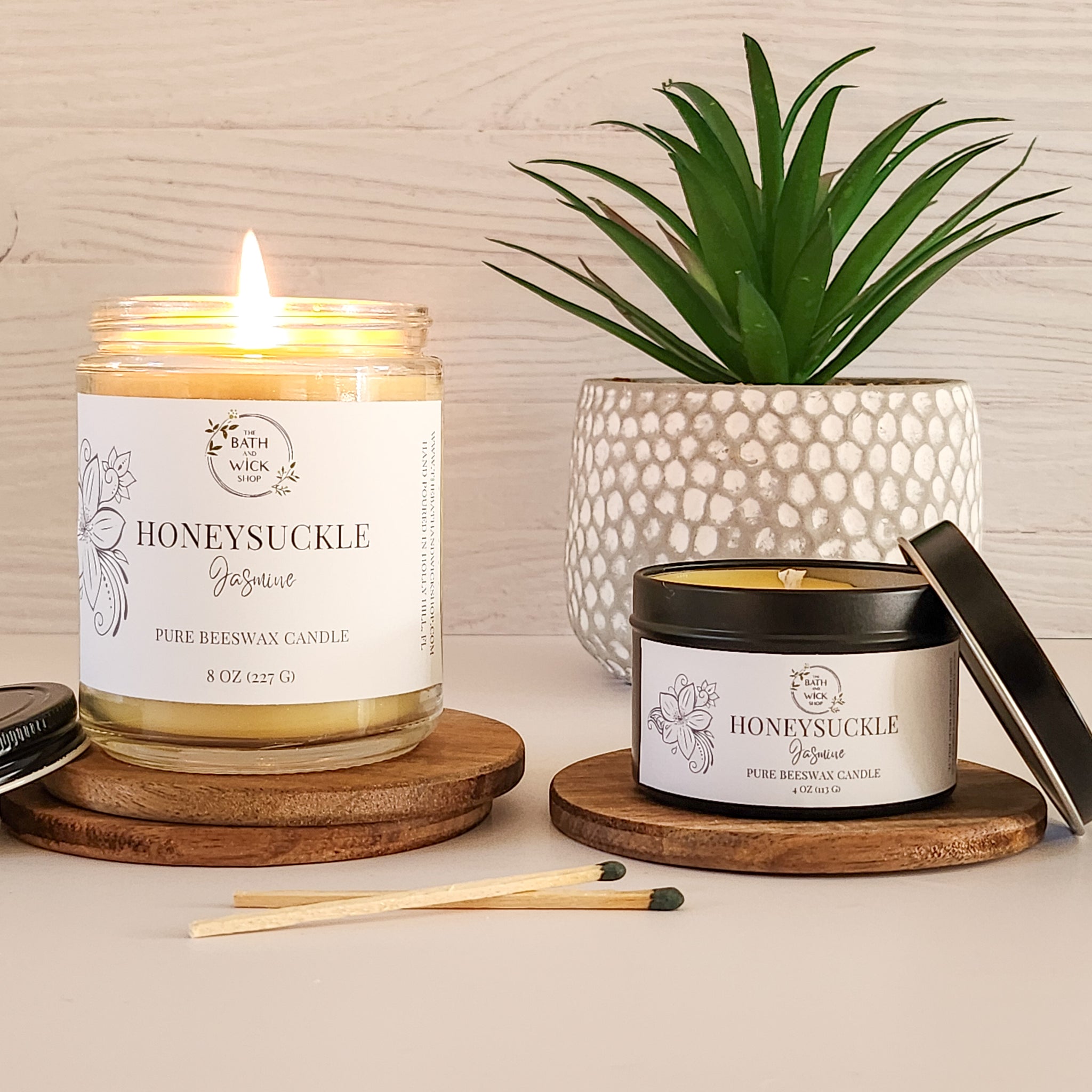 Honeysuckle Jasmine Pure Beeswax Candle