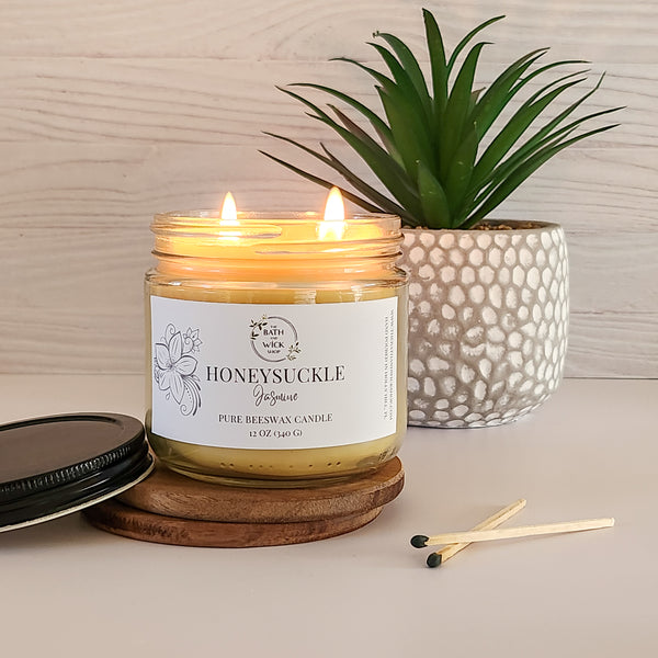 Honeysuckle Jasmine Pure Beeswax Candle