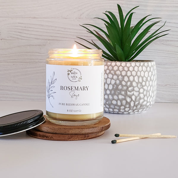 Rosemary Sage Pure Beeswax Candle