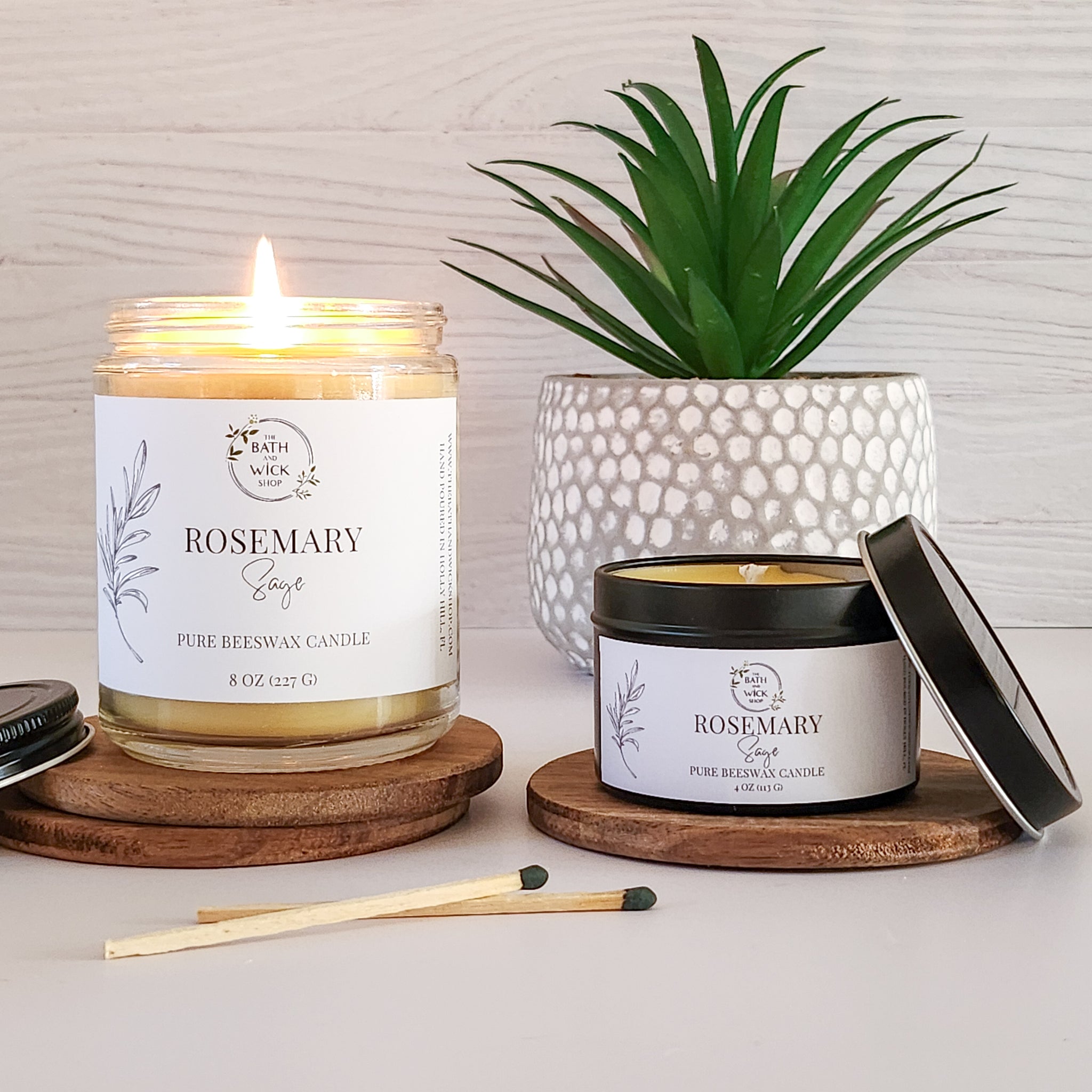 Rosemary Sage Pure Beeswax Candle