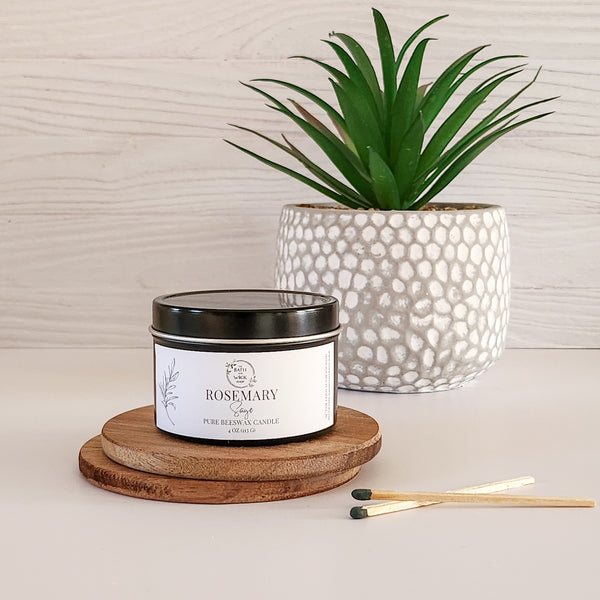 Rosemary Sage Pure Beeswax Candle