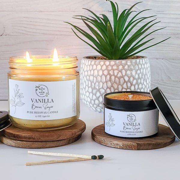 Vanilla Brown Sugar Pure Beeswax Candle