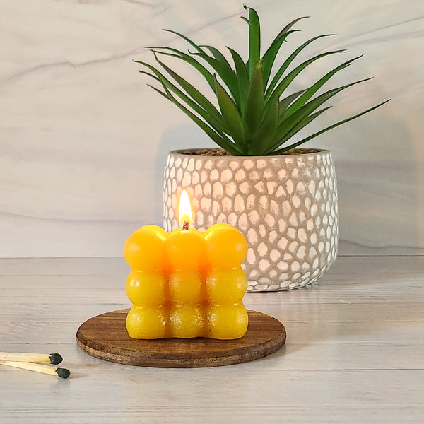 100% Pure Organic Beeswax Bubble Candle