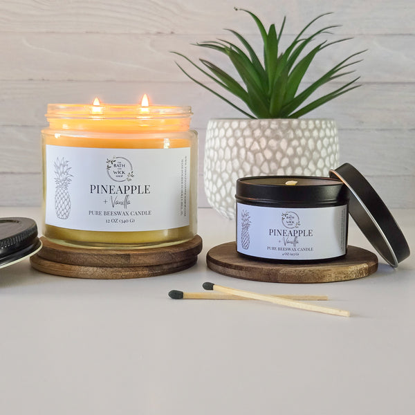 Pineapple & Vanilla Pure Beeswax Candle