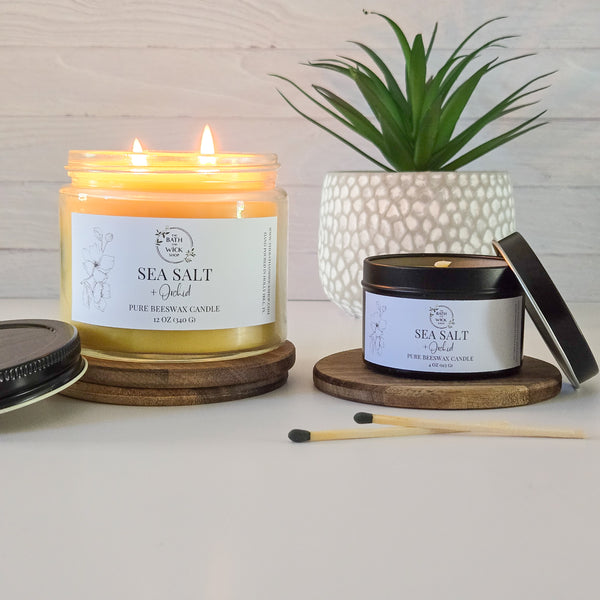 Sea Salt & Orchid Pure Beeswax Candle