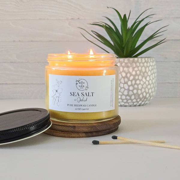 Sea Salt & Orchid Pure Beeswax Candle