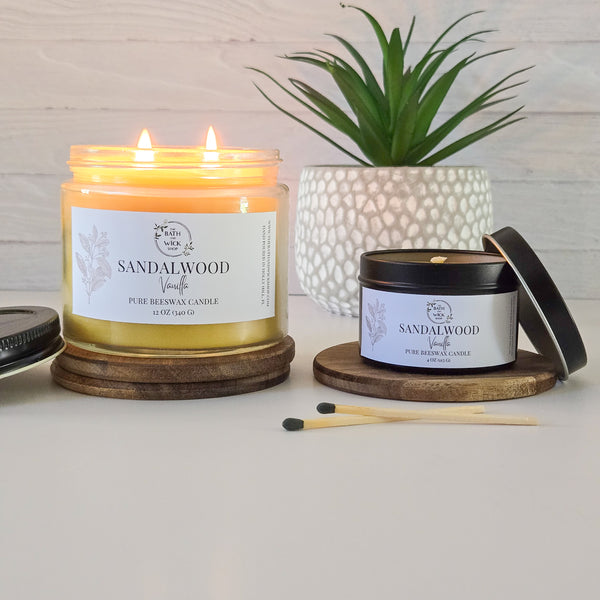 Sandalwood Vanilla Pure Beeswax Candle