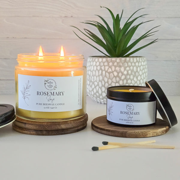 Rosemary Sage Pure Beeswax Candle