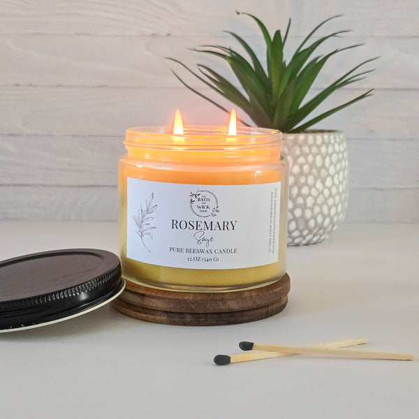 Rosemary Sage Pure Beeswax Candle